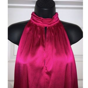 Generation Love Jordyn Stretch-Silk Choker Top in Magenta –– NWT